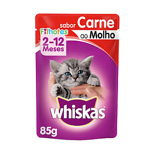 Ração Úmida Whiskas Sachê Carne ao Molho Gatos Filhotes 85g