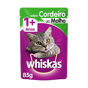 Ração Úmida Whiskas Sachê Cordeiro ao Molho Gatos Adultos 85g
