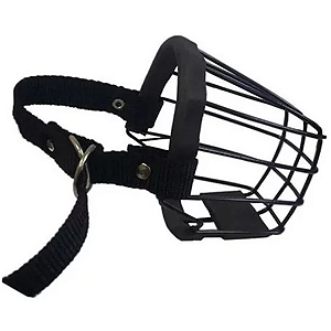 Focinheira para Cães Metal, Polipropileno e Nylon Preto