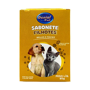 Sabonete Genial Pet Filhotes Brilho e Maciez para Cães e Gatos 80g