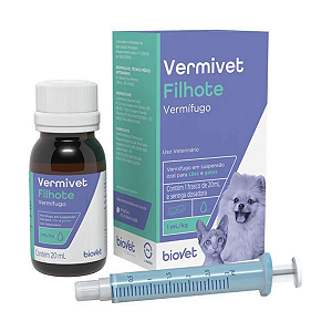 Vermífugo Biovet Vermivet Filhotes para Cães e Gatos 20ml