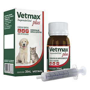 Vermífugo Vetnil Vetmax Plus Suspensão para Cães e Gatos 30mL