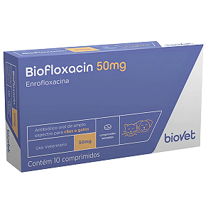 Biofloxacin 50mg Biovet Enrofloxacina - Strip c/ 10 Comprimidos
