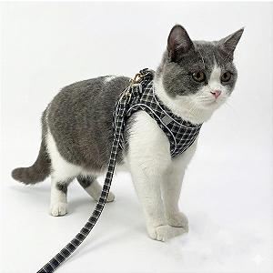 Peitoral para Gatos Xadrez Preto Tam.M