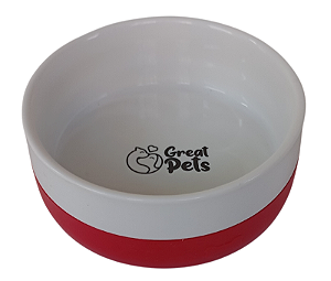 Comedouro Cerâmica com Silicone Vermelho