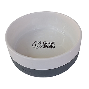 Comedouro Cerâmica com Silicone Cinza