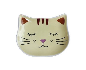 Comedouro Cerâmica Gatinho Bege