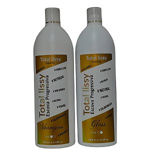 Total Lissy Escova Progressiva Orgânica 2X1 Litro Selante Definitivo Sem Formol Alisamento Definitivo e Hidratação