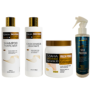 Kit Profissional T’zaha  Maca Power Shampoo + Condicionador + Máscara Uso Espetacular Silk Protein – Nutrição Completa