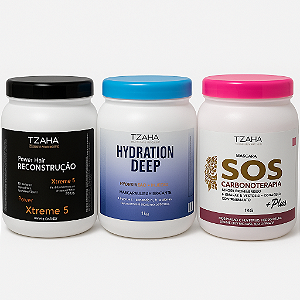 Cronograma Capilar Tzaha 3 Máscaras 1kg Cada | Hidratação, Nutrição e Reconstrução Profissional