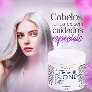 Total Lissy Pó Descolorante Bala Descoloração Ultra Rápida Platinum Blond Clareia Até 10 Tons Desamarelador e Pléx Prote
