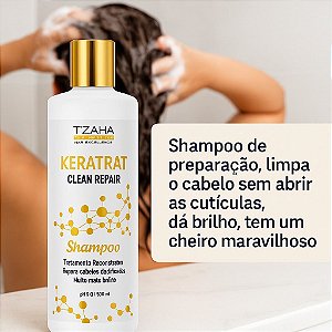 Shampoo Keratrat Clean Repair 500ml | Reconstrução Capilar Profunda , Elasticidade e Brilho – Tzaha Profissional