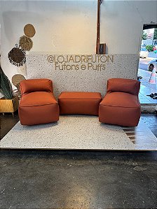 Conjunto Puff M  Standard + 1 Peseira + 2 Almofadas terra cota
