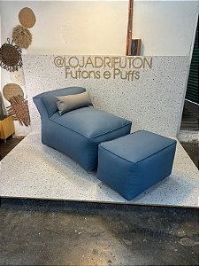 Conjunto Puff G  Standard + 1 Peseira + 1 Almofada cor Indigo 306