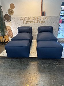 Conjunto Puff G  Standard + 2 Peseiras + 1 Almofada cor marinho