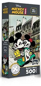 Quebra-Cabeça Mickey Mouse - Mickey e Minnie na Moto 500 Peças Nano