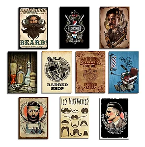 Kit Quadro Decorativo Mosaico 3 Peças – Barbearia, Estilo e Atitude!