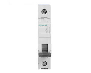 Siemens | Sentron 5SL1 — Disjuntor, termomagnético; termoplástico, blindado; 1 pólo, 4 ampères, 440 volts; 60hz; 3ka; ip20; acionamento frontal; fixação em trilho — 5SL1104-7MB
