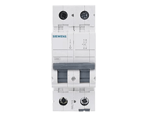 Siemens | Disjuntor, mini; termoplástico; bipolar; curva de disparo “c”; corrente nominal 4a; tensão nominal 220/400vca; capacidade de curto-circuito 6ka; frequência 50/60hz; termomagnético; fixação em trilho; acionamento frontal 5SL62047MB Vendido por unidade