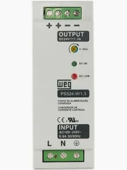 PSS24-W/1.3 | WEG | Fonte de Alimentação Chaveada 100/240VAC 24VDC 1.3A 30W Trilho DIN