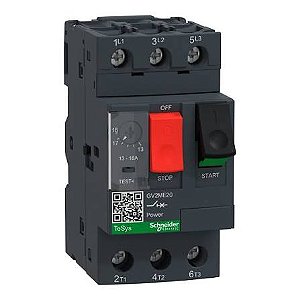 GV2ME20 | Schneider Electric | Disjuntor-Motor TeSys GV2ME20 Ajuste 13-18A Icu 15kA