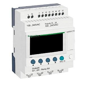 SR2B121FU | Schneider Electric | Controlador Lógico Zelio Logic 8 Entradas Digitais 4 Saídas Relé 100/240VAC Display