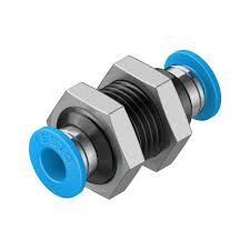 QSS-6 | Festo | Conexão Rápida Passa-Muro QSS-6 Tubo 6mm Corpo Polímero/Latão Niquelado