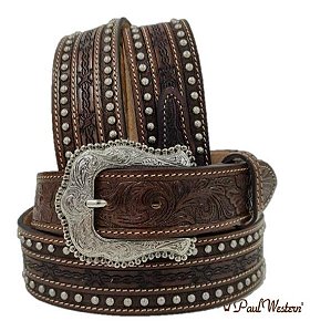 CINTO PAUL WESTERN MARROM TACHA MASCULINO 325