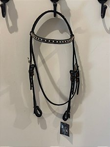 CABEÇADA DE TESTA PRETA LE RETA 2 EBGARE RAPIDO C/ GRAMPO AFOGADOR REF:13411