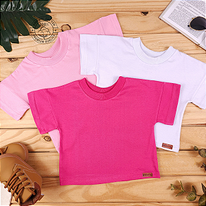 Kit com 3 camisetas oversized 100% algodão