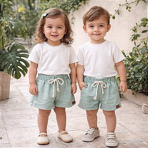 Conjunto infantil Camiseta e short Linho infantil