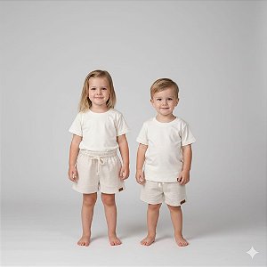 Conjunto Camiseta e short Linho infantil do RN a 4 Anos