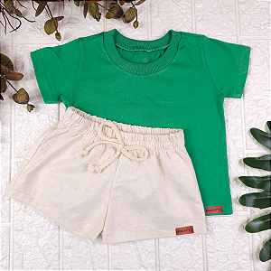 Conjunto Camiseta e Short Linho Infantil
