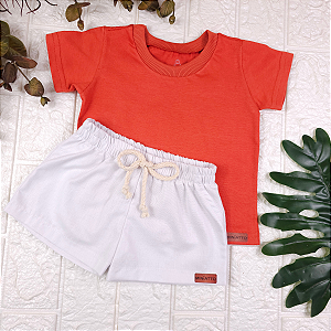 Conjunto Camiseta e Short Linho Infantil