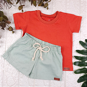 Conjunto Camiseta e Short Linho Infantil