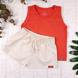 Conjunto regata e short Linho infantil
