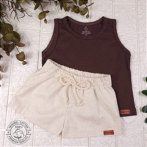 Conjunto regata e short Linho infantil