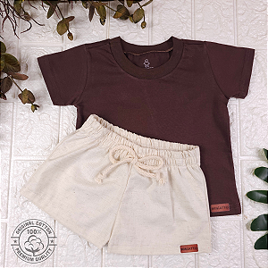 Conjunto Camiseta e Short Linho Infantil