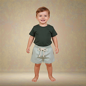 Conjunto Bebe Infantil Camiseta Algodão Short Linho Menino e Menina RN a 4 Anos