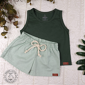 Conjunto regata e short Linho infantil