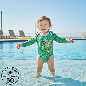 Body de Bebe Com Proteção Solar UV50 Tartaruga
