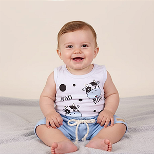 Body Regata + Short para Bebê Menino – Algodão Premium | Estampa DTF Macia e Durável