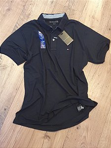 Polo Tommy Hilfiger Masculina Preto Custom Fit