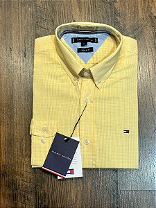 Camisa Amarela Gingham Tommy Hilfiger Masculina Regular Fit