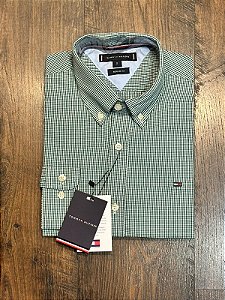 Camisa Verde Gingham Tommy Hilfiger Masculina Regular Fit