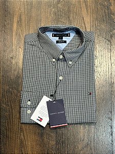 Camisa Preta Gingham Tommy Hilfiger Masculina Regular Fit