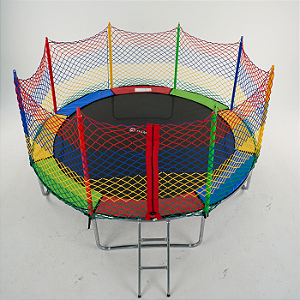 Cama Elástica 10FT/3,05M + Rede de Proteção Colorida (Rede Externa) + Escada