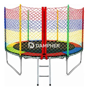 Cama Elástica 8FT/2,44M + Rede de Proteção Colorida (Rede Externa) + Escada