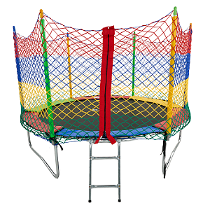 Cama Elástica 8FT/2,44M + Rede de Proteção Colorida (Rede Externa) + Escada