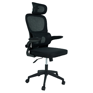 Cadeira Giratória de Escritório Preta com Enconto Cabeça